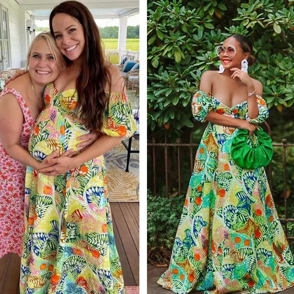 Staud Coliseum Tropical Printed Linen Cutout Maxi Dress Size 2 - Picture 1 of 12